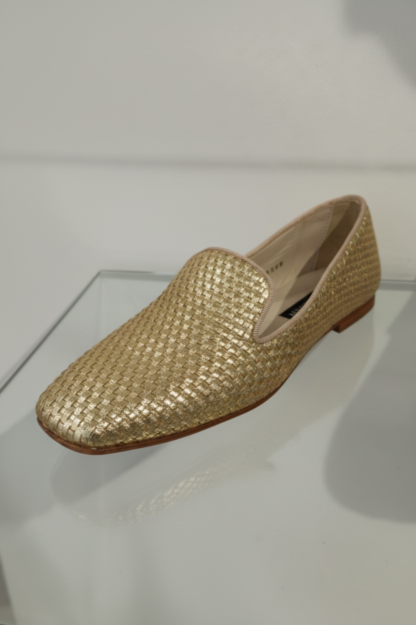 pons quintana mocassins slipper cuir tressé or