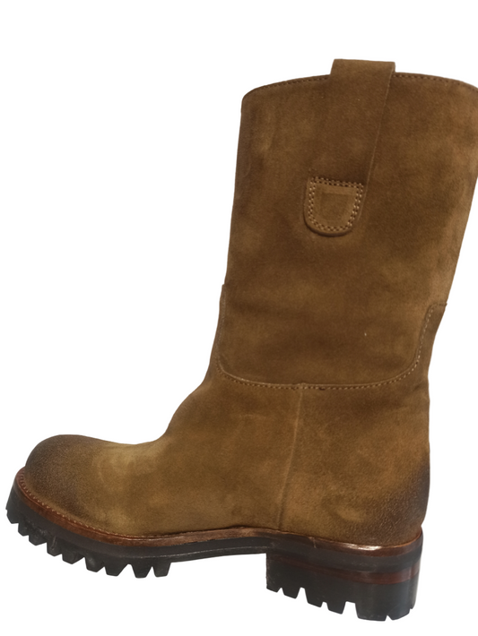 bottega di lisa bottes cuir camargaise femme daim caramel foncé