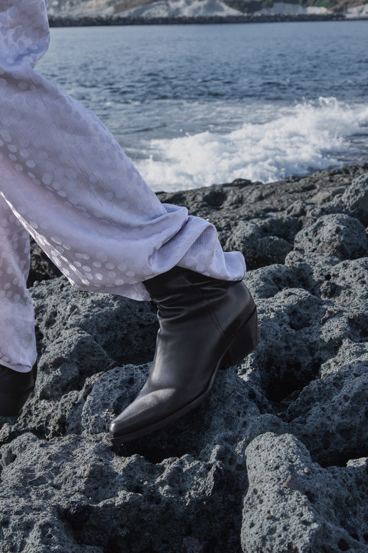 fru.it bottines cuir lisse noir