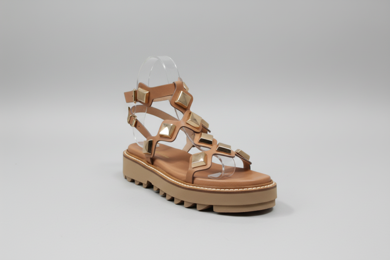 Fru.it Shoes Bracelet cheville, plateforme anti-dérapante, cuir
ref 8715
col CAMEL