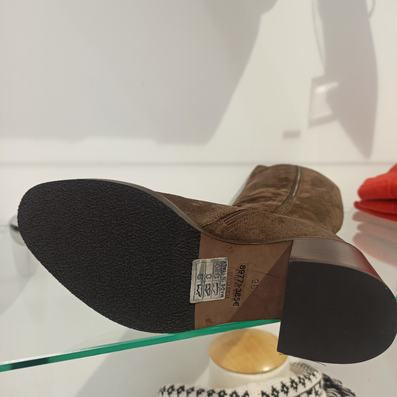 fru.it bottes cuir femme daim camoscio chocolat talon carré de 5 cm