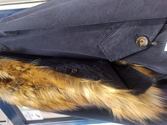 Parka Oversize Bazar Deluxe Bleu Marine Avec Gilet Détachable et Col Fausse Fourrure