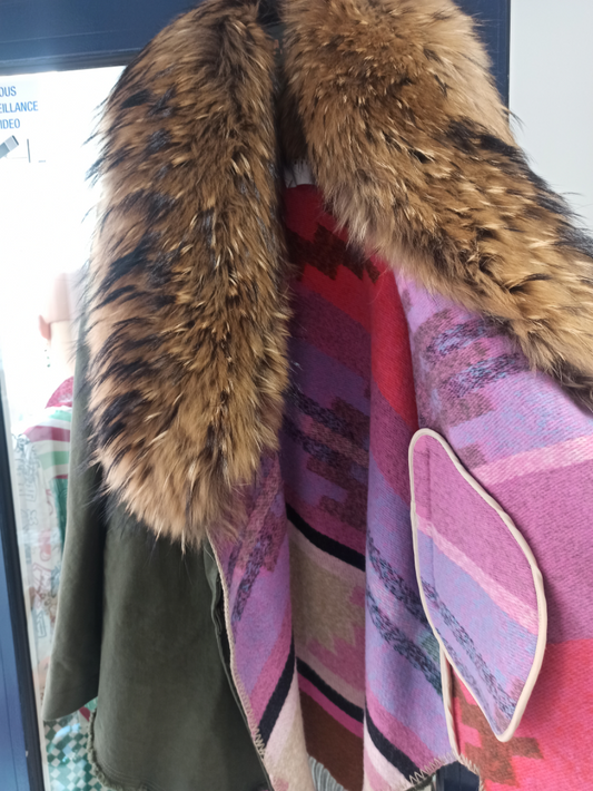 Parka Courte Kaki Bazar Deluxe avec Gilet Détachable – Look Boho Chic Élégant