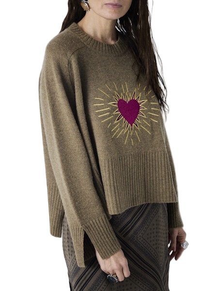 notshy pull femme 90 % laine 10 % cachemire thea coeur brodé