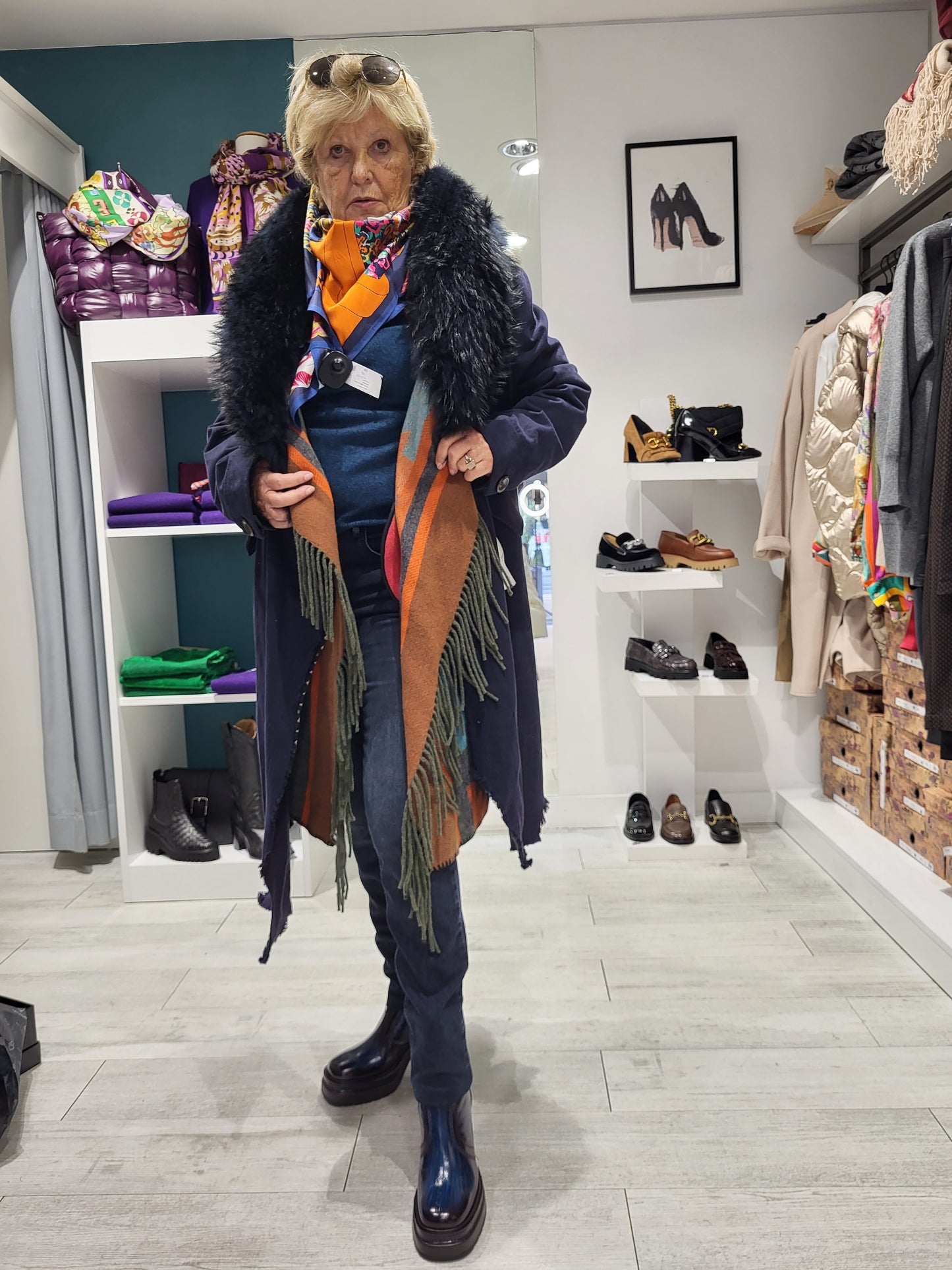 Parka Oversize Bazar Deluxe Bleu Marine Avec Gilet Détachable et Col Fausse Fourrure