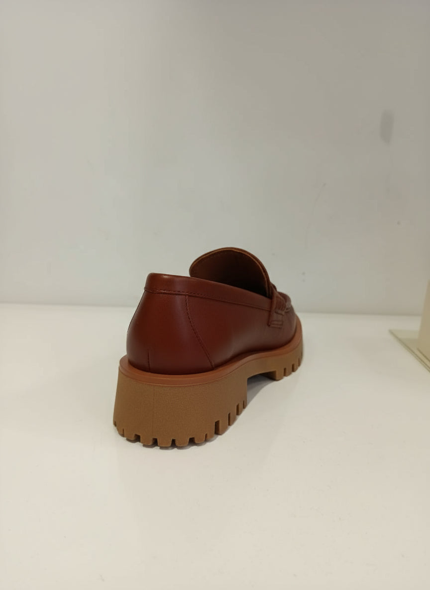 bruno Premi mocassin camel semelle gomme crantée boucle coloris bronze