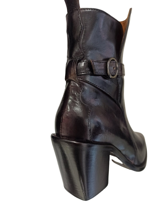 bottega di lisa boots en cuir noir talon style santiag