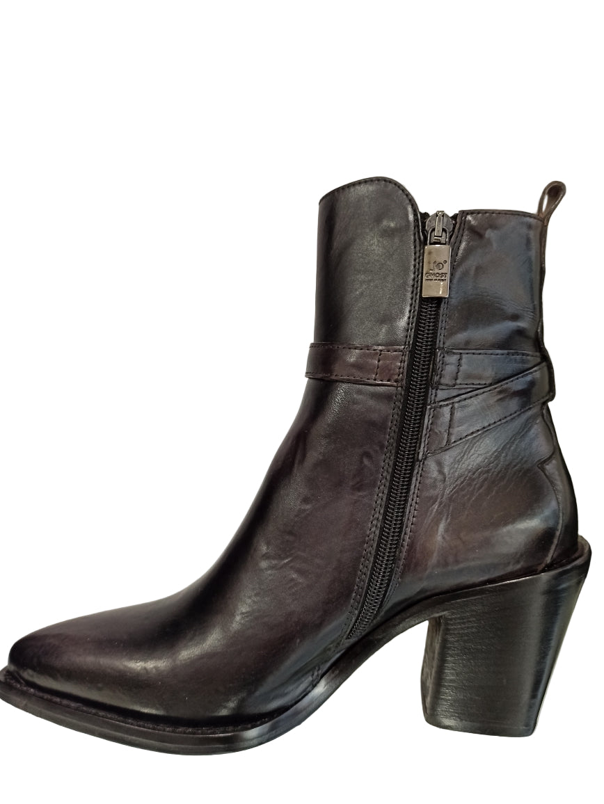 bottega di lisa boots en cuir noir talon style santiag