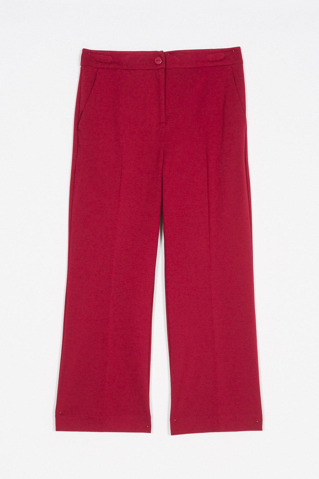 pantalon twinset groseille foncé coupe droite modèle 2063 à associer avec blazer 2067 textile mélange tes, vi, ta