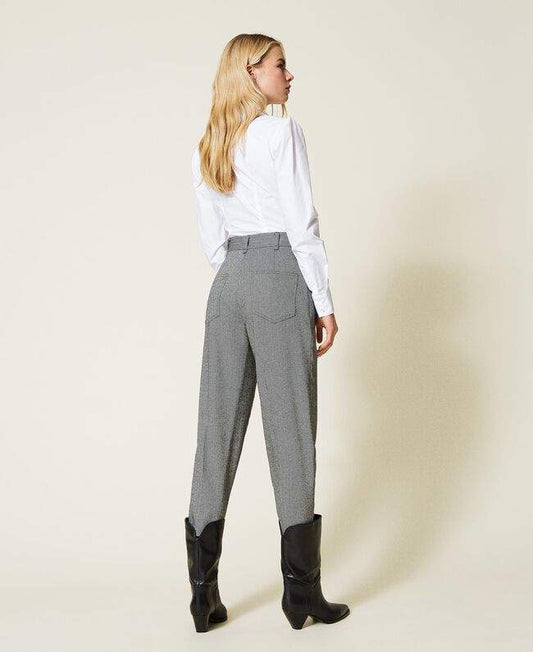twinset pantalon chevrons en laine mélangée black snow