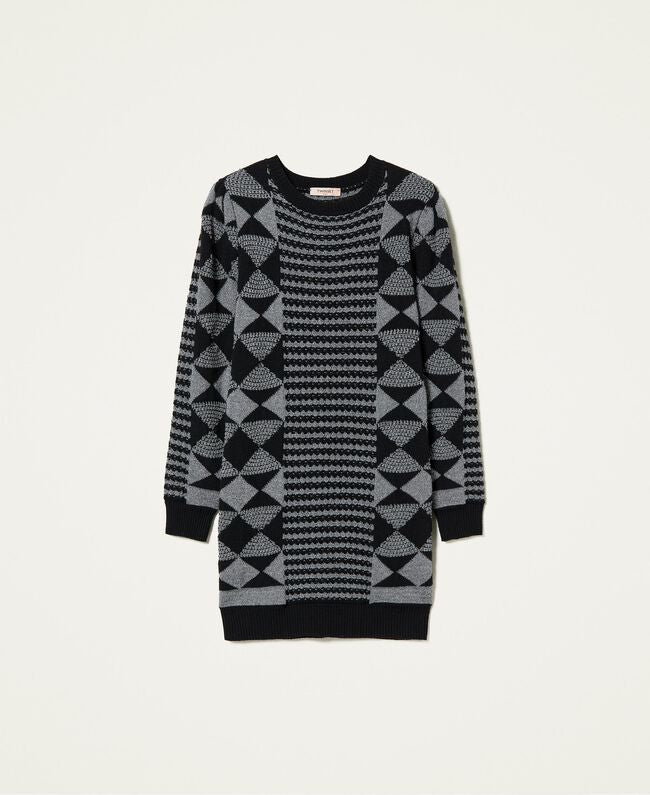 twinset robe jacquard black & silver