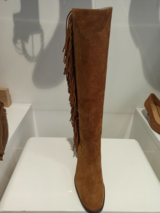 lola cruz botte haute camel à franges