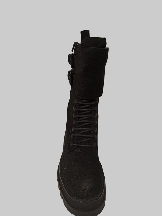 bruno premi boots de combat cuir camoscio noir irisé