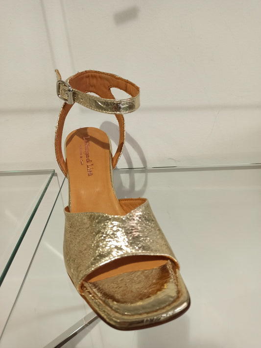 bottega di lisa sandale femme cuir doré plissé à talon