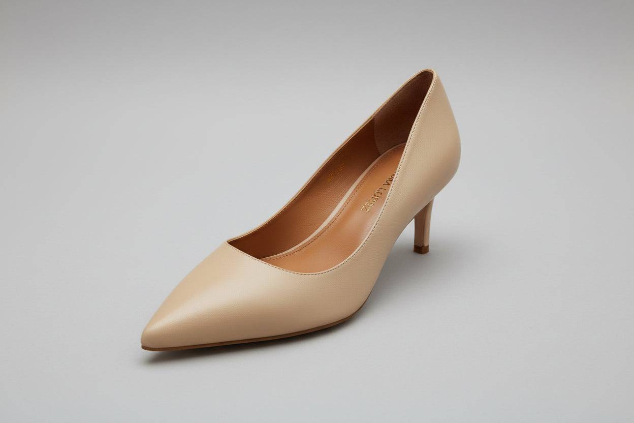 L'escarpin beige en cuir
hauteur talon : 5 cm
Un indispensable du dressing. il va avec tout