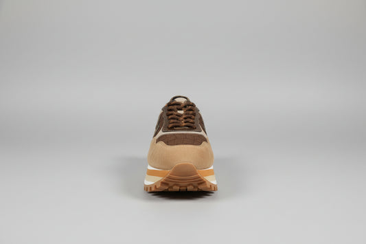 sur plateforme en cuir nubuck chocolat caramel beige
à lacet