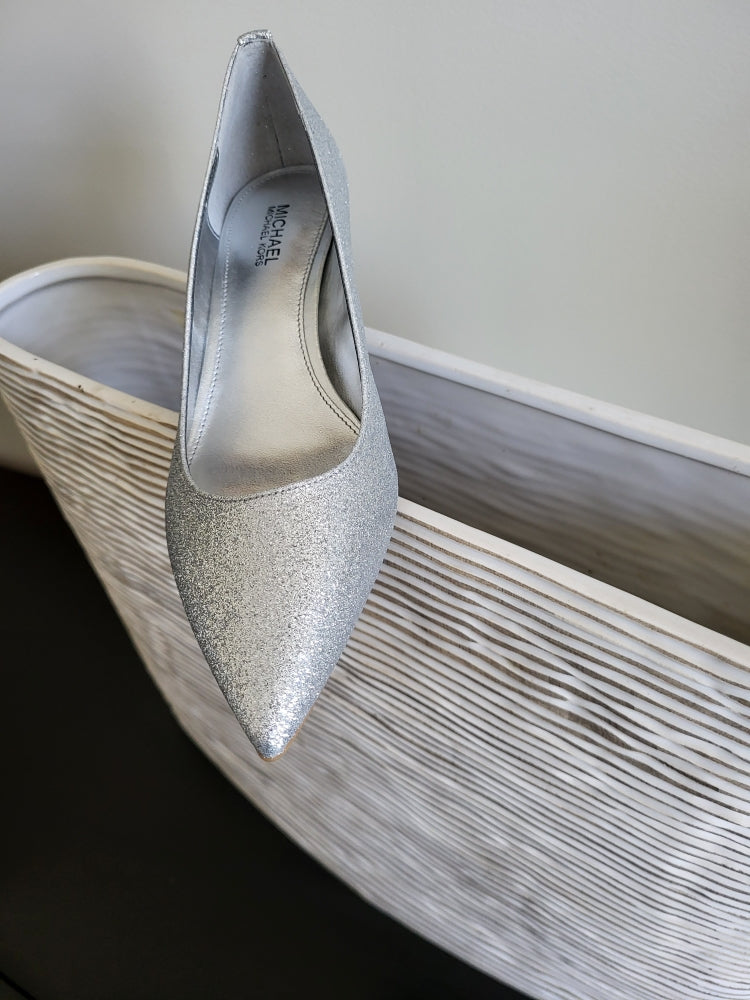 escarpin cuir argent talon de 5 cm