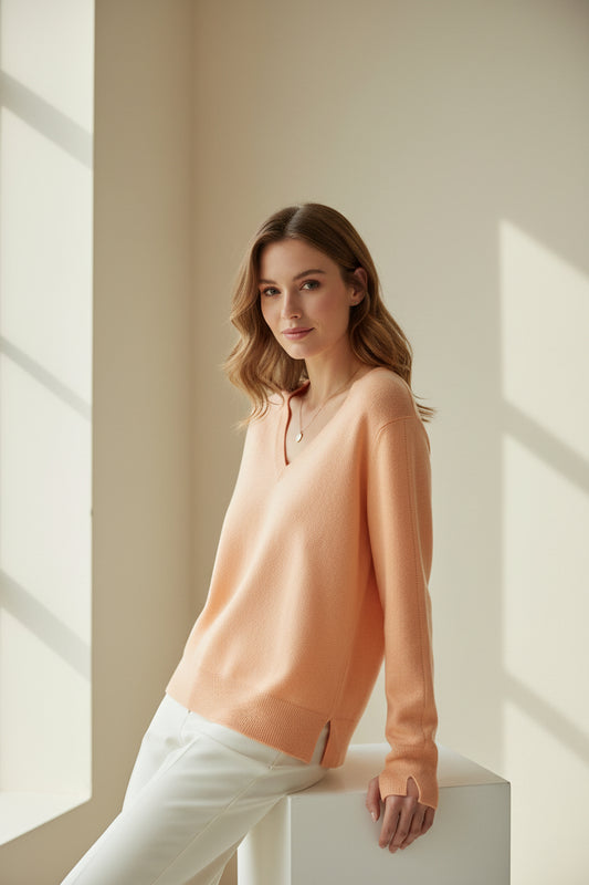 pull cachemire coloris sorbet abricot