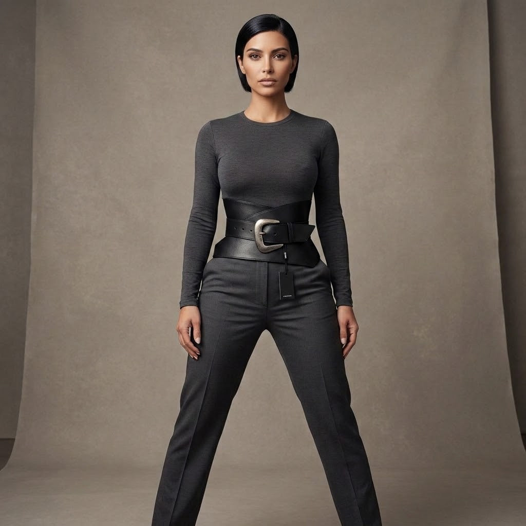 Twinset ceinture asymétrique large noire pour femme, ceinture noire femme – détail du modèle