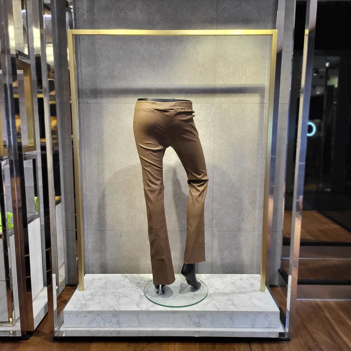 Suite 109 pantalon cuir Andrea bordeaux, pantalon cuir taille élastique style bootcut