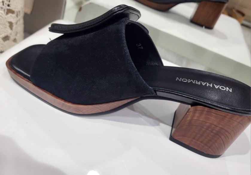 Noa Harmon Mule cuir Noire à talon