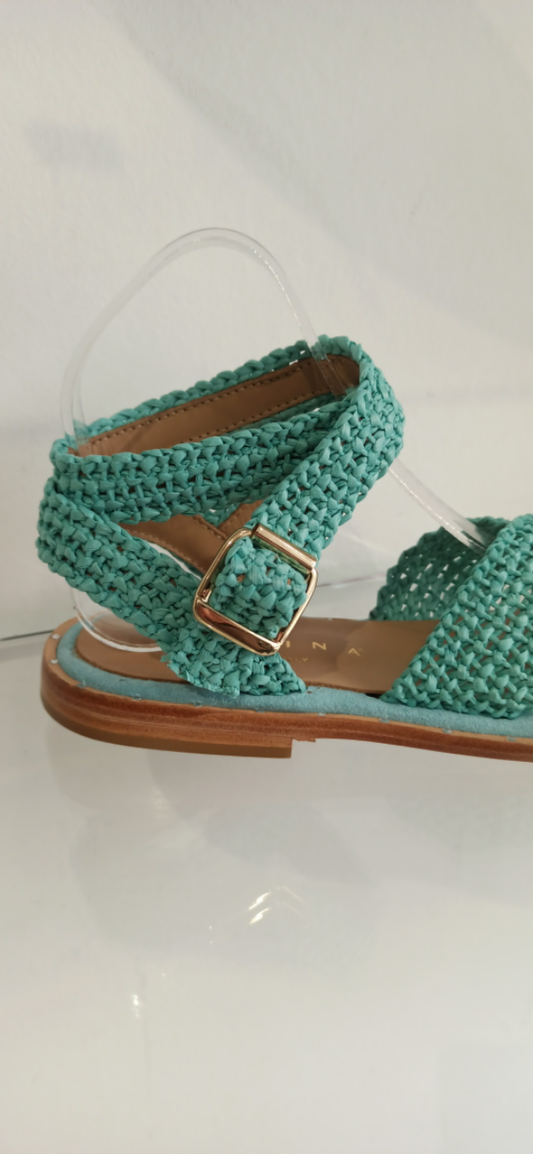 fiorina sandale plate raffia turquoise