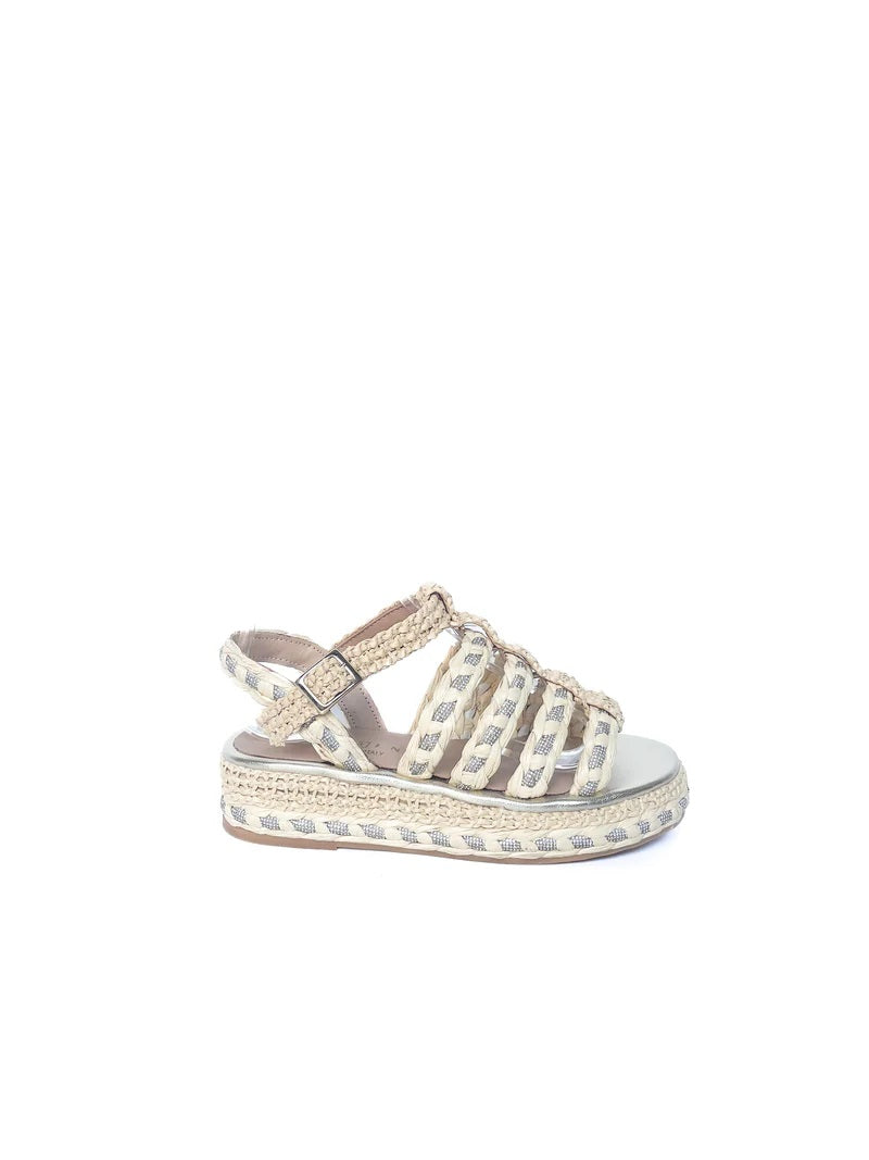 fiorina sandales argent et paille naturelle
