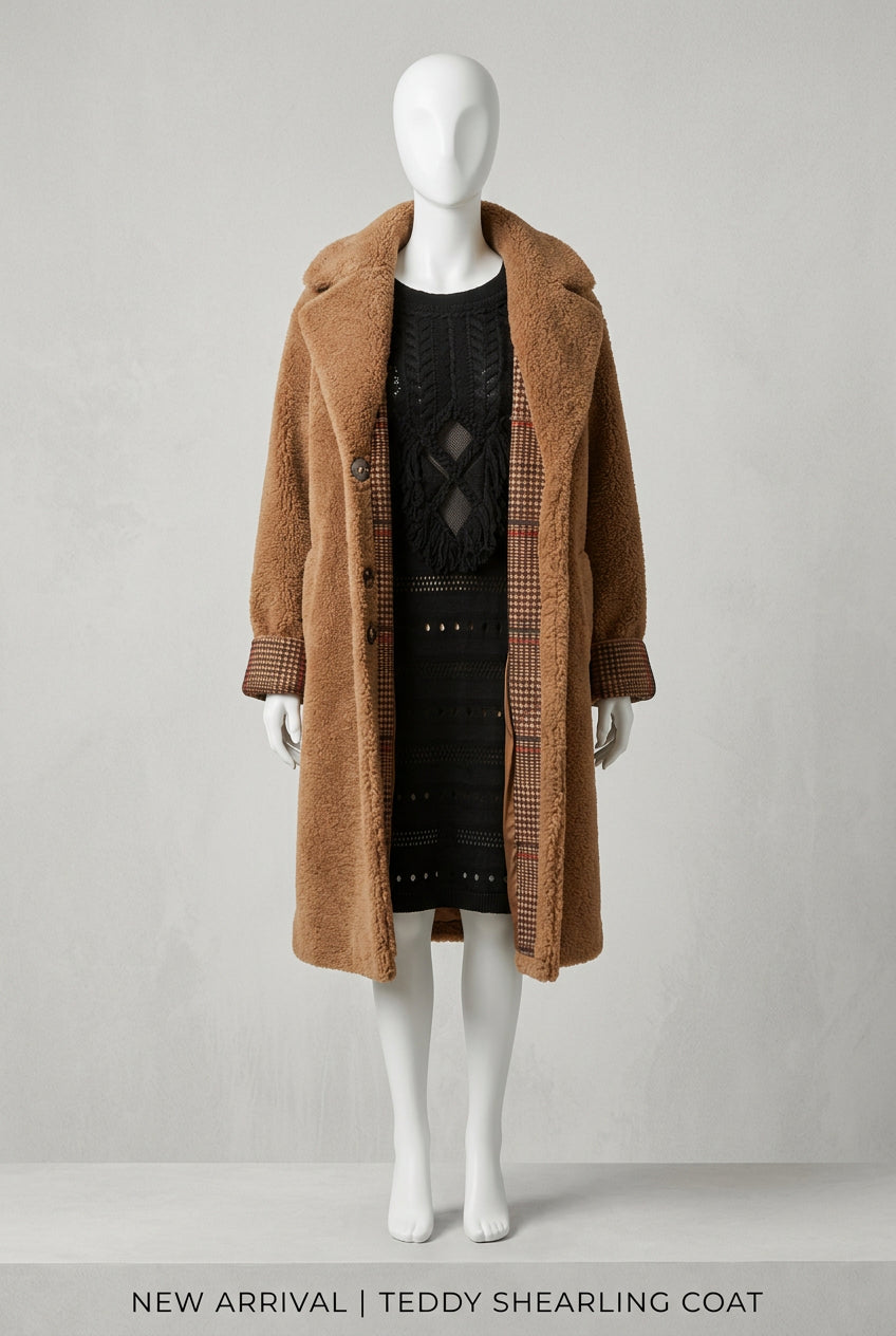 Manteau Cuir Peau Lainée Suite 109 Camel, Redingote 3/4 avec intérieur tartan, manteau cuir peau lainée camel