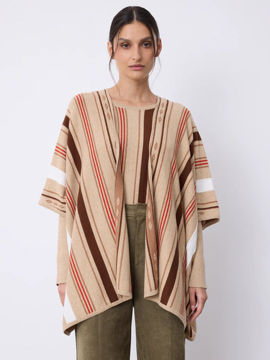 Découvrez la cape Maeva de Notshy, conçue pour allier confort et élégance. Son tricotage rayé apporte une touche graphique moderne, tandis que sa coupe ample et son ouverture bord à bord offrent une silhouette décontractée et facile à porter. Composée à 95 % de coton et 5 % de cachemire, elle est douce, respirante et légèrement luxueuse pour vous garder au chaud avec style. Parfaite pour sublimer vos tenues tout en restant confortable au quotidien.