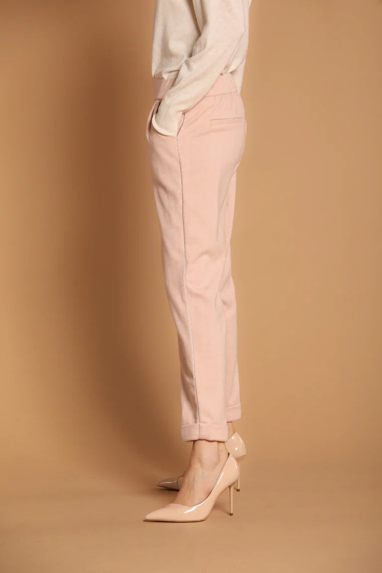 Mason's Pantalon Hiver Femme Rose Easy Jogger Chino À Motif Chevron Coupe Relaxed, pantalon hiver femme rose vue de face