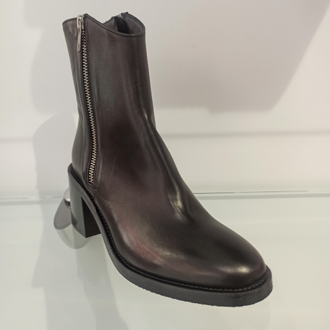 fru.it bottines femmes cuir noires double fermeture éclair