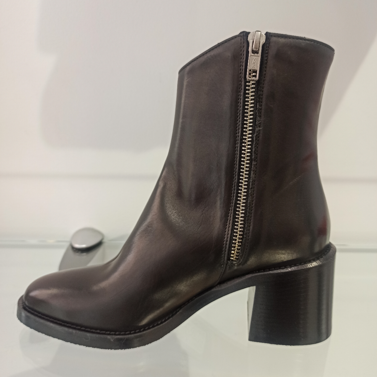 fru.it bottines femmes cuir noires double fermeture éclair