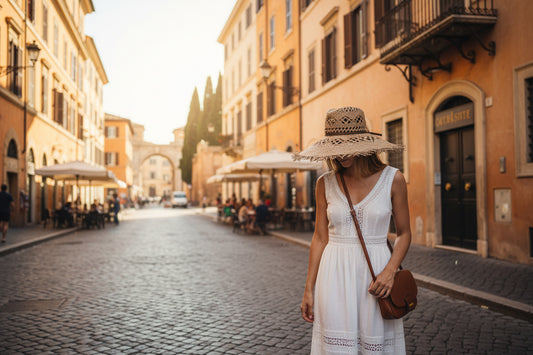 Chapeau de paille tressé à la main en fibres naturelles par la maison familiale Catarzi à Florence en Italie. Cet accessoire intemporel allie savoir-faire artisanal et élégance naturelle. Parfait pour les beaux jours, il offre protection et style avec l'authenticité d'une création italienne traditionnelle. 