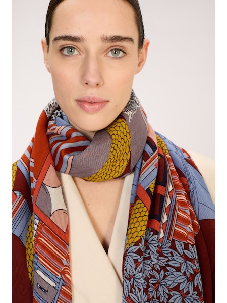 inoui editions foulard  100 % laine nicolas coloris automne