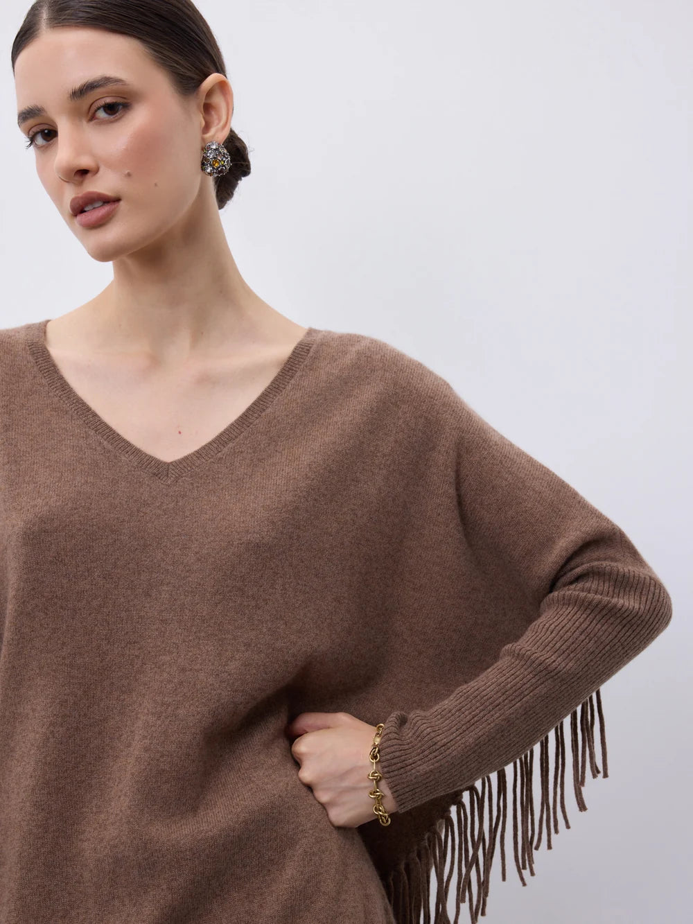 notshy pull poncho cachemire fenna frangé