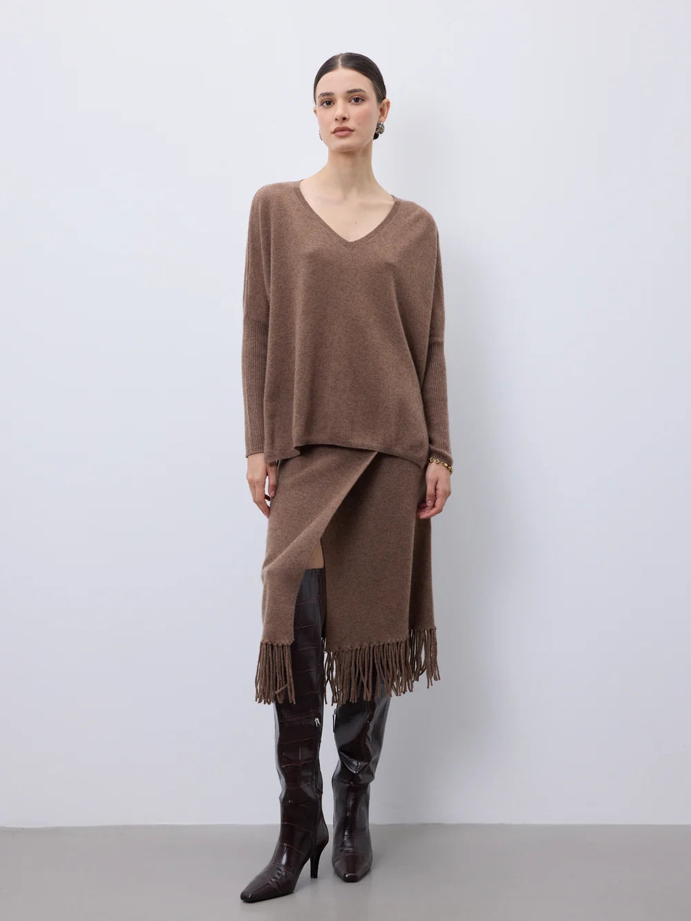 notshy pull poncho cachemire fenna frangé