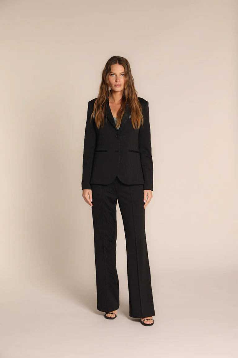 Mason's pantalon noir, pantalon noir taille élastique femme à coupe droite, vue de dos