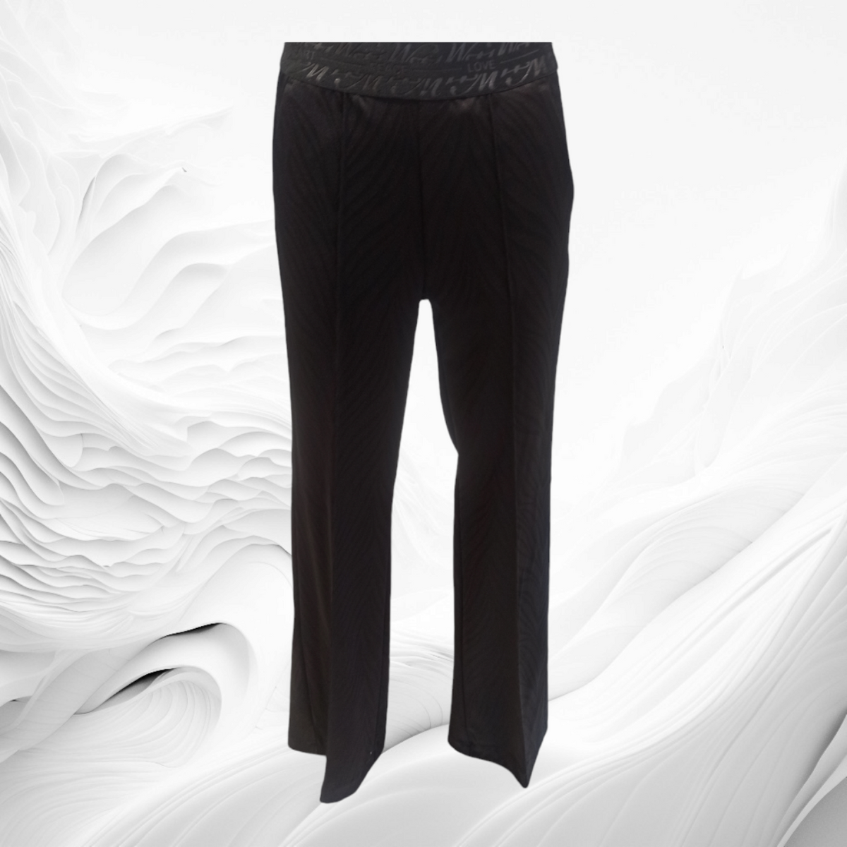 Mason's pantalon noir, pantalon noir taille élastique femme en tissu extensible, détail de la coupe