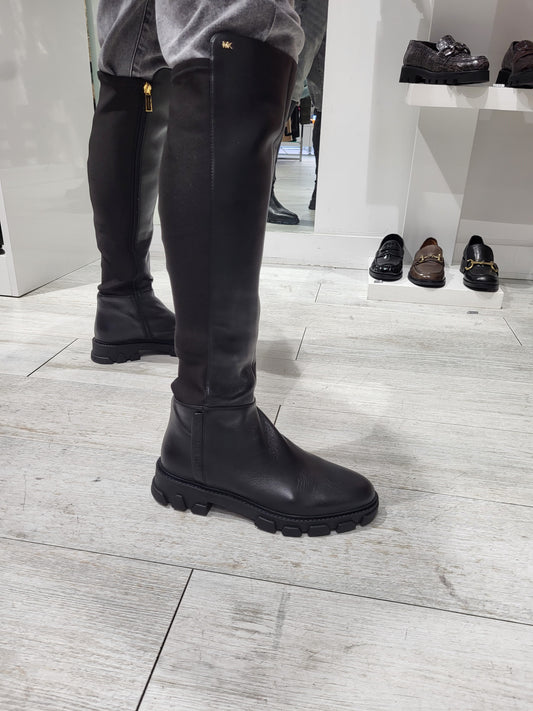 michael kors bottes genouillères plates cuir noir modèle ridley