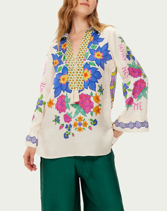 ME 369 Blouse Mia Markers String Tie Blouse