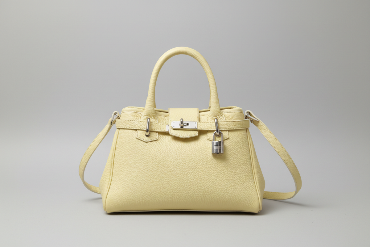 sac a main femme cuir grainé jaune canari modèle mini vendome Maison Berthille