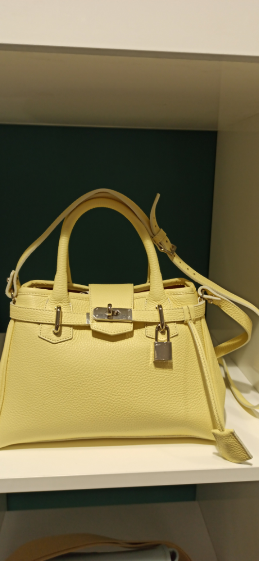 sac a main femme cuir grainé jaune canari modèle mini vendome Maison Berthille