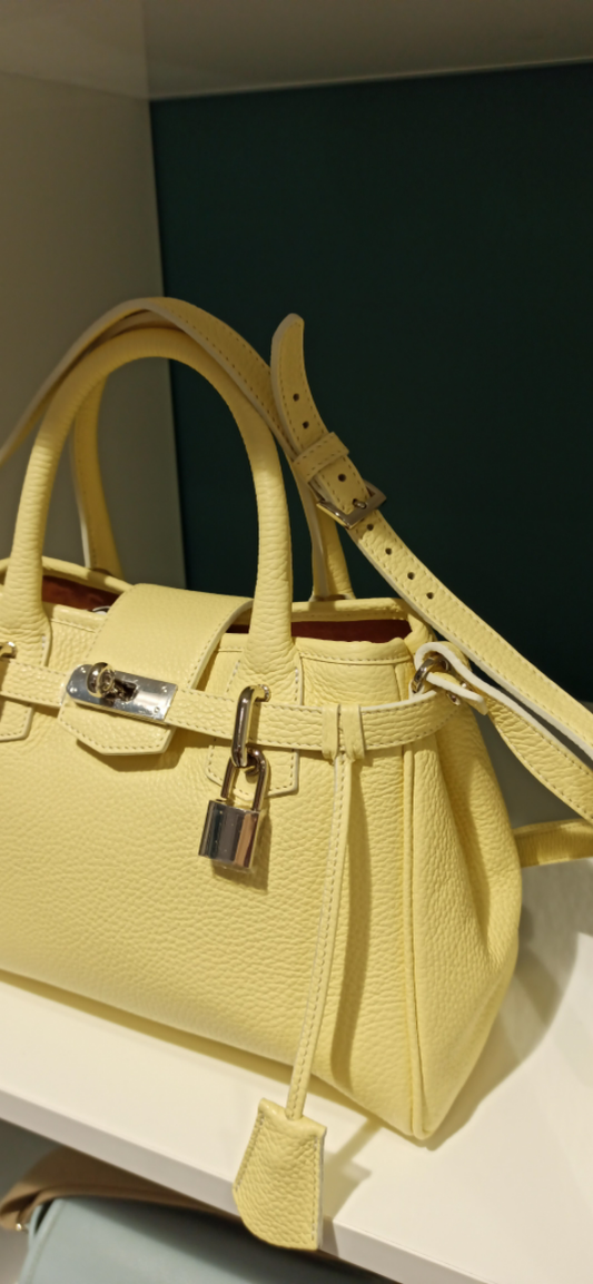 sac a main femme cuir grainé jaune canari modèle mini vendome