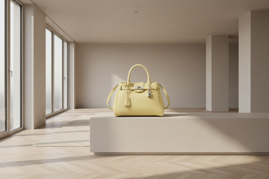 sac a main femme cuir grainé jaune canari modèle mini vendome