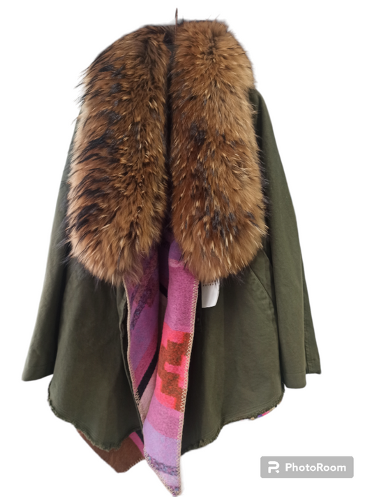 Parka Courte Kaki Bazar Deluxe avec Gilet Détachable – Look Boho Chic Élégant