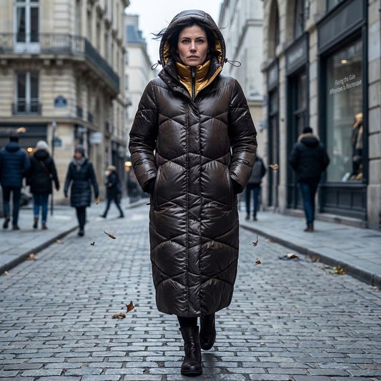 Coupe longue couvrant efficacement le corps et le bas des jambes.
Coloris chocolat élégant, facile à associer avec un pantalon, une robe ou un jean.
Doublure camel chaleureuse pour un confort agréable en hiver.
Poignets en tricot ajustés pour mieux protéger les poignets du froid.
Col TABAC raffiné qui complète son allure moderne.