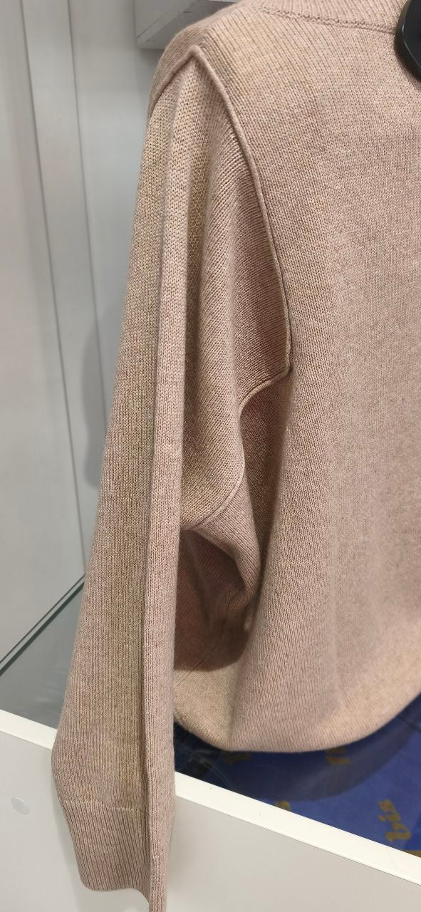 Pull Cachemire Beige Wendy Notshy Ample Col Cheminée Forme Poncho À Coutures Côté en coloris sand – pull cachemire beige