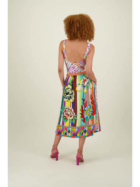 me369 vanessa flower printed midi skirt or magic océan