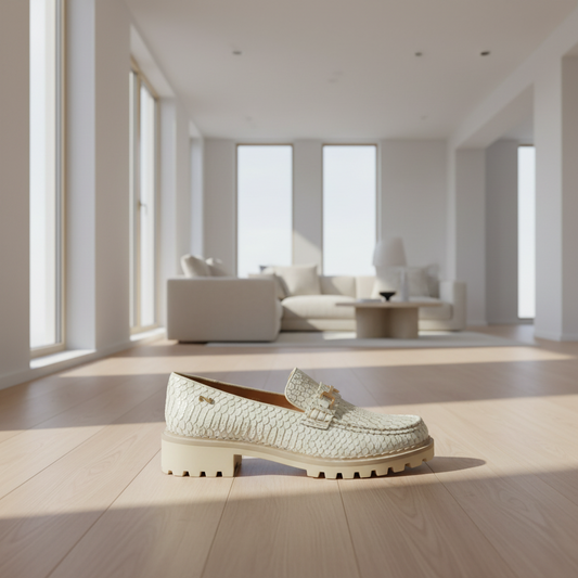 nathan baume Mocassins Chunck Nathan Baume en Cuir Blanc Élégance intemporelle et confort absolu réunis dans ces mocassins chunck Nathan Baume. Confectionnés en cuir blanc premium, ils incarnent la sophistication française avec une allure décontractée. La semelle épaisse et structurée offre stabilité et durabilité, tandis que le design épuré s'adapte à tous vos styles, du casual au semi-formel. Parfaits pour ceux qui refusent de compromis entre élégance et bien-être, ces mocassins deviennent rapidement un