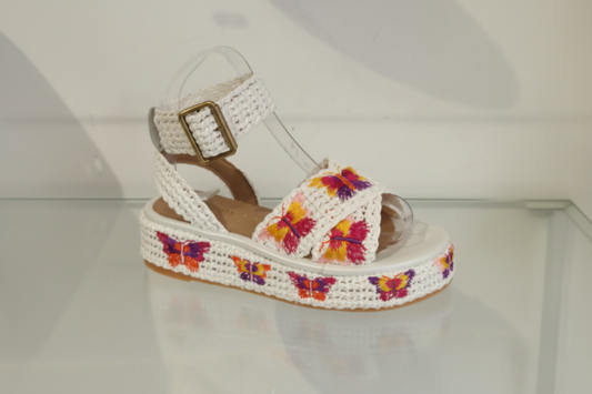 FIORINA Charmante raffia blanc aux papillons fushias, tournesols
ref 148B
col BLANC
PLATEFORME 3-4 CMS